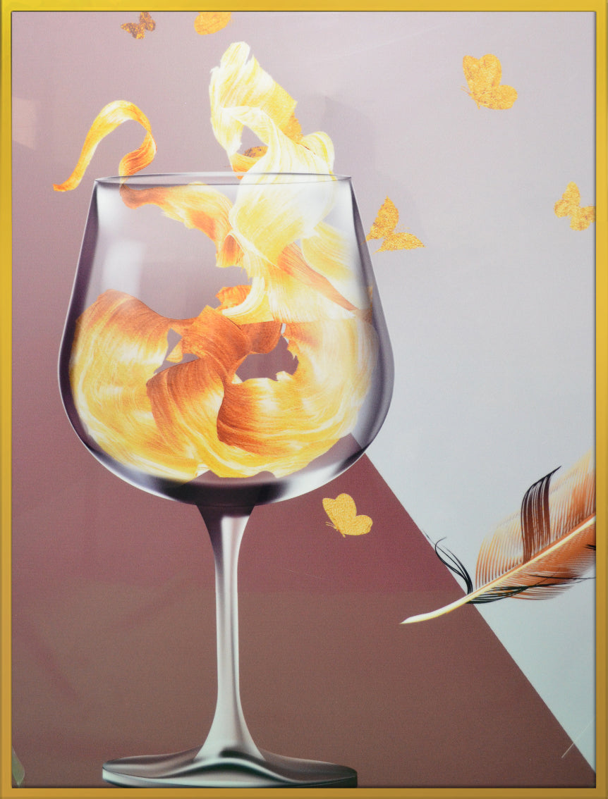 Abstract Style Decorative Painting, Gold Frame